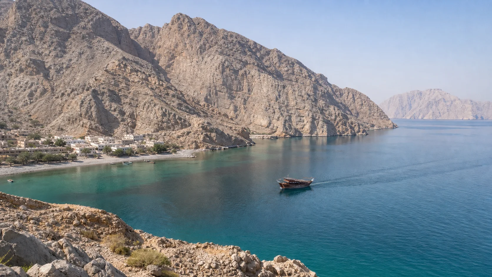 The limestone mountains and turquoise inlets of Musandam, Oman